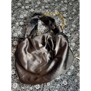 FITISH Black Satin Gold Chain Handle Bag Top Handle Shoulder Bag‎ Purse